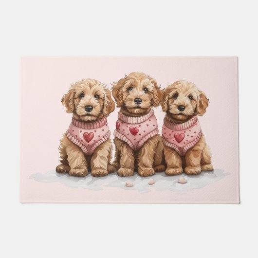 Valentine Goldendoodle Hunde Fußmatte (Vorderseite)