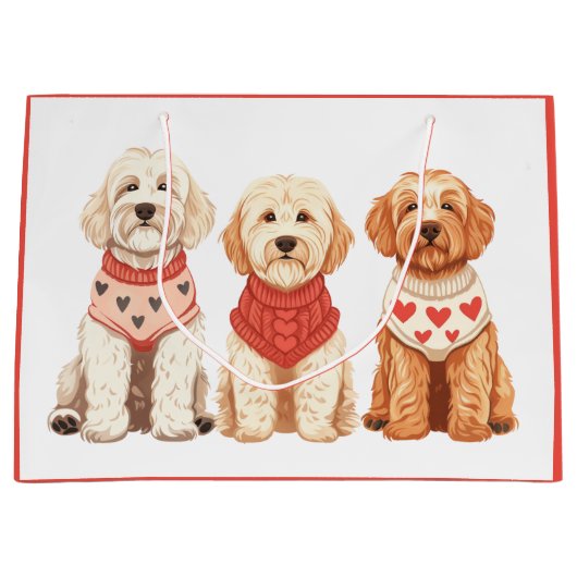 Valentine Goldendoodle Hunde Große Geschenktüte (Vorderseite)