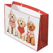 Valentine Goldendoodle Hunde Große Geschenktüte (Rückseite Schrägansicht)