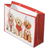 Valentine Goldendoodle Hunde Große Geschenktüte (Vorderseite Schrägansicht)