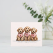 Valentine Goldendoodle Hunde Postkarte (Stehend Vorderseite)
