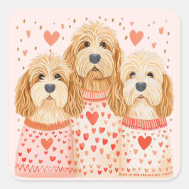 Valentine Goldendoodle Hunde Quadratischer Aufkleber