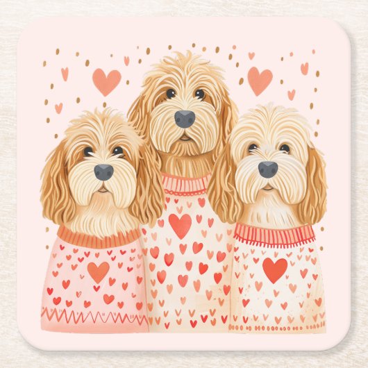Valentine Goldendoodle Hunde Rechteckiger Pappuntersetzer (Vorderseite)