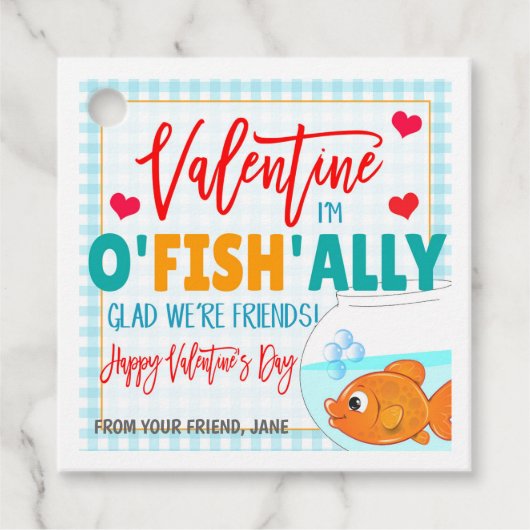 Valentine Goldfish Gift Tags Geschenkanhänger (Vorderseite)