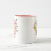 Valentine - goldgestreiftes Herz mit Rose Zweifarbige Tasse (Mittel)