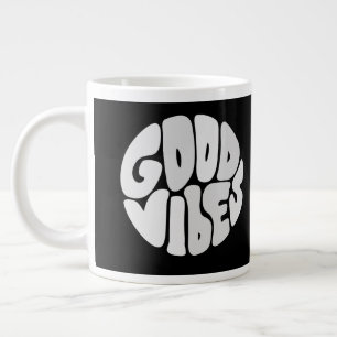 Valentine good vibes Schwarz Rot Geschenk Jumbo-Tasse