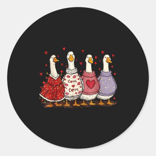 Valentine Goose Heart Silly Goose Valentines Day Runder Aufkleber (Vorderseite)