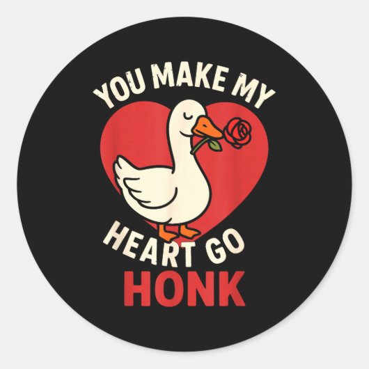 Valentine Goose Love Valentine's - You Make My Hea Runder Aufkleber (Vorderseite)
