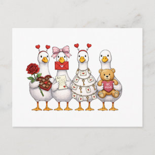 Valentine Goose, Rosa Coquette Valentine Goose Postkarte
