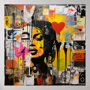 Valentine Graffiti Grunge Kunst, Dichtung und Musi Poster