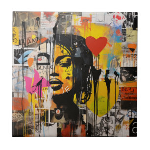 Valentine Graffiti Grunge Kunst Druck Fliese