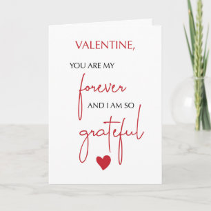 Valentine Grateful for Forever Love Modern Minimal Karte
