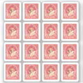 Valentine Greetings Cupid Red Imitats Briefmarke L Aufkleber (Vorderseite)