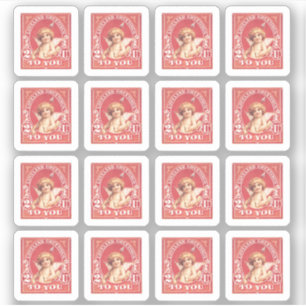 Valentine Greetings Cupid Red Imitats Briefmarke L Aufkleber