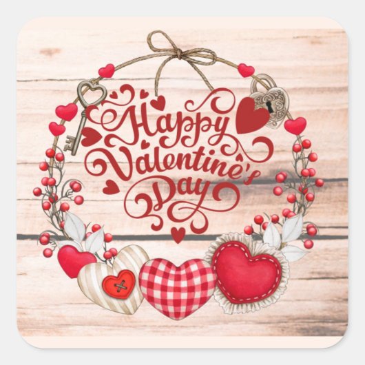 Valentine Greetings Quadratischer Aufkleber (Vorderseite)