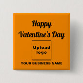 Valentine Gruß auf dem orangefarbenen Platz Button (Vorderseite)