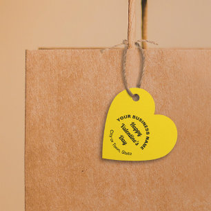 Valentine Gruß auf gelben Herzformen Geschenkanhänger