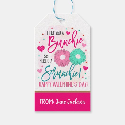 Valentine Hair Scrunchies Gift Tag Geschenkanhänger (Vorderseite)