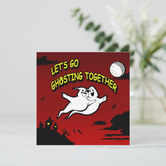 Valentine Halloween Ghosting Save the Date Card (Stehend Vorderseite)