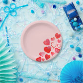Valentine Hand bemalt rosa Herzplatte Pappteller (Party)