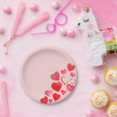 Valentine Hand bemalt rosa Herzplatte Pappteller (Party)
