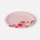 Valentine Hand bemalt rosa Herzplatte Pappteller (Schrägansicht)