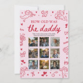 Valentine Hand Drawn How Old Was The Daddy Game Einladung (Vorderseite)