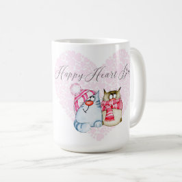 Valentine - Happy Heart Day Cartoon Katze Herz Kaffeetasse
