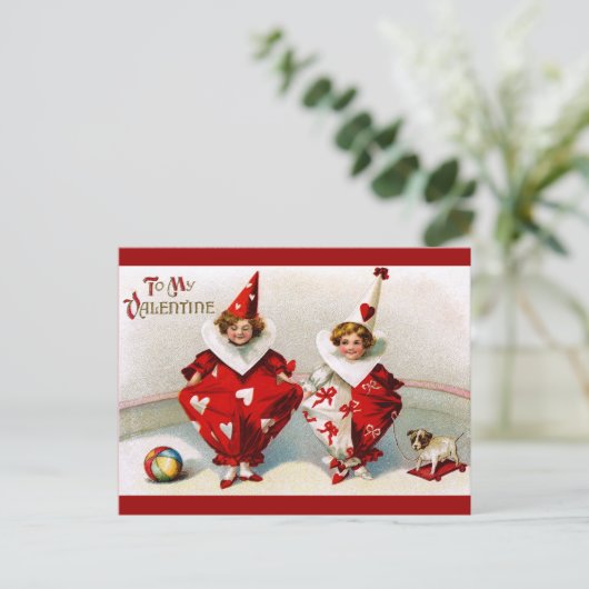 Valentine Harlequins Feiertagspostkarte (Stehend Vorderseite)