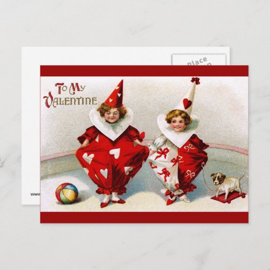 Valentine Harlequins Feiertagspostkarte (Vorne/Hinten)