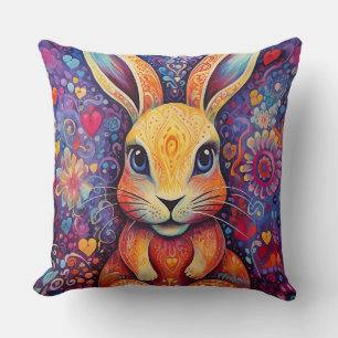 Valentine Hase Blumen Herzen lila Kissen