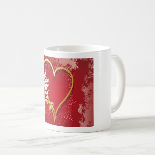 Valentine Heart against red background Kaffeetasse (VorderseiteRechts)