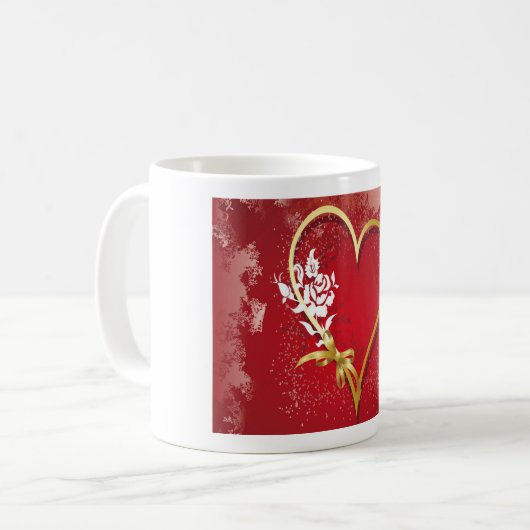 Valentine Heart against red background Kaffeetasse (Vorderseite Links)