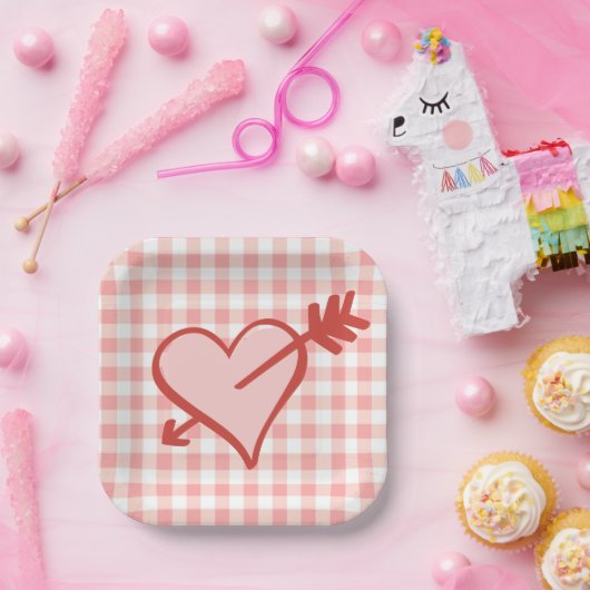 Valentine Heart and Arrow Paper Plate Pappteller (Party)