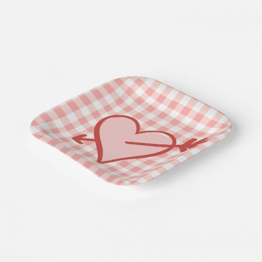 Valentine Heart and Arrow Paper Plate Pappteller (Gewinkelt)