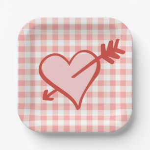 Valentine Heart and Arrow Paper Plate Pappteller
