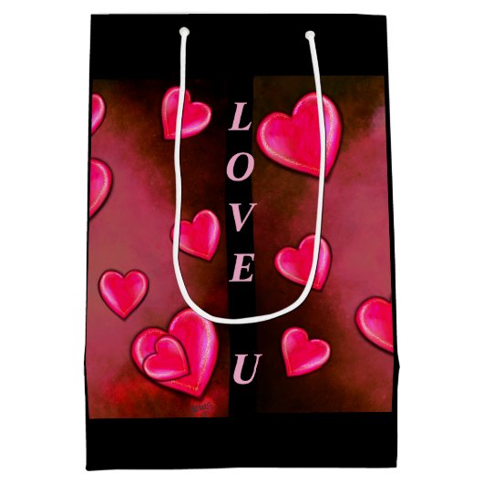 Valentine Heart Art Mittlere Geschenktüte (Rückseite)