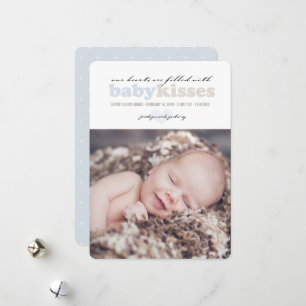Valentine Heart Baby Boy Birth Announccard Feiertagskarte
