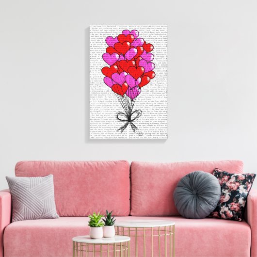 Valentine Heart Balloon Illustration Leinwanddruck (Insitu (Wohnzimmer))