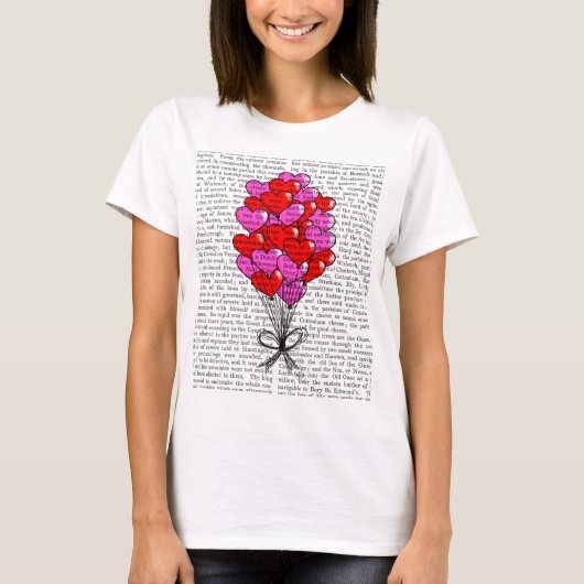 Valentine Heart Balloon Illustration T-Shirt (Vorderseite)