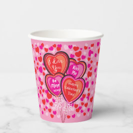 Valentine Heart Balloons Paper Party Cup Pappbecher