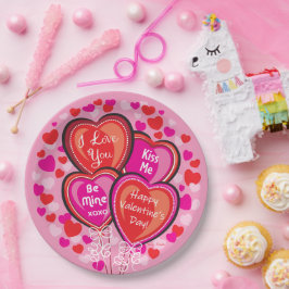 Valentine Heart Balloons Round Paper Party Teller