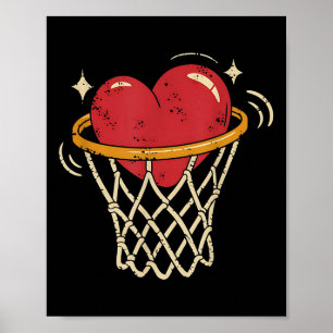 Valentine Heart Basketball Hoop Liebe Spieler Fan Poster