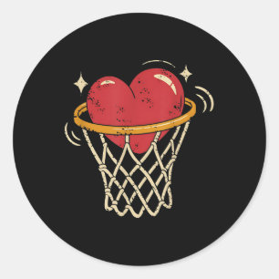 Valentine Heart Basketball Hoop Liebe Spieler Fan Runder Aufkleber
