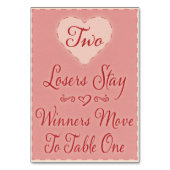 Valentine Heart Bunco Table Card #2 Tischnummer (Rückseite)