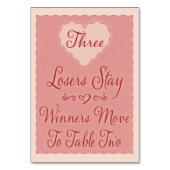 Valentine Heart Bunco Table Card #3 Tischnummer (Rückseite)