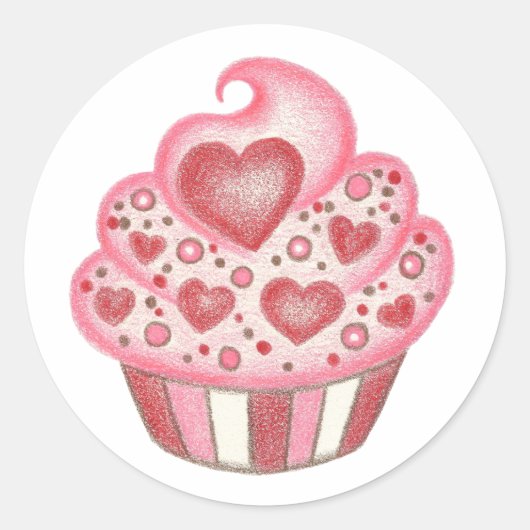 Valentine Heart Cupcake Aufkleber (Vorderseite)