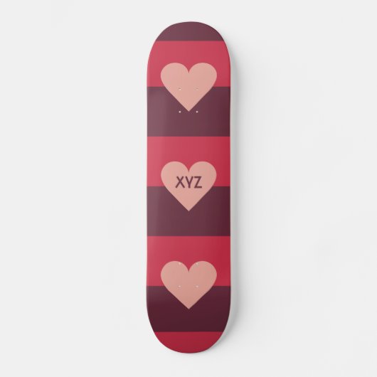 Valentine Heart Custom Monogram Skateboards (Vorderseite)