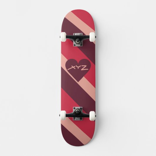 Valentine Heart Custom Monogram Skateboards (Vorderseite)