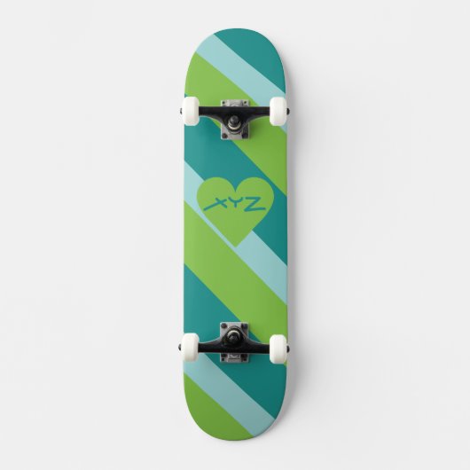 Valentine Heart Custom Monogram Skateboards (Vorderseite)